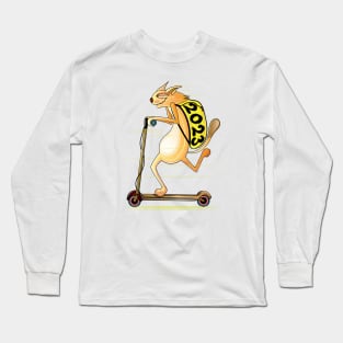 Happy New Year Cats 2023 Cat Rides Electric Scooter Long Sleeve T-Shirt